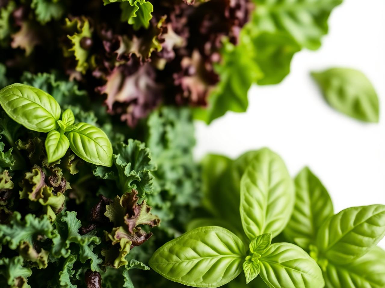 Fresh leafy greens and herbs
